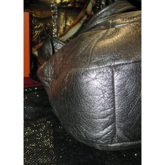 Coach Metallic Pewter Leather Satchel Hobo Handbag COACH 2011 Kristin Metallic Pewter Leather Front Flap Satchel Hobo Handbag 16814